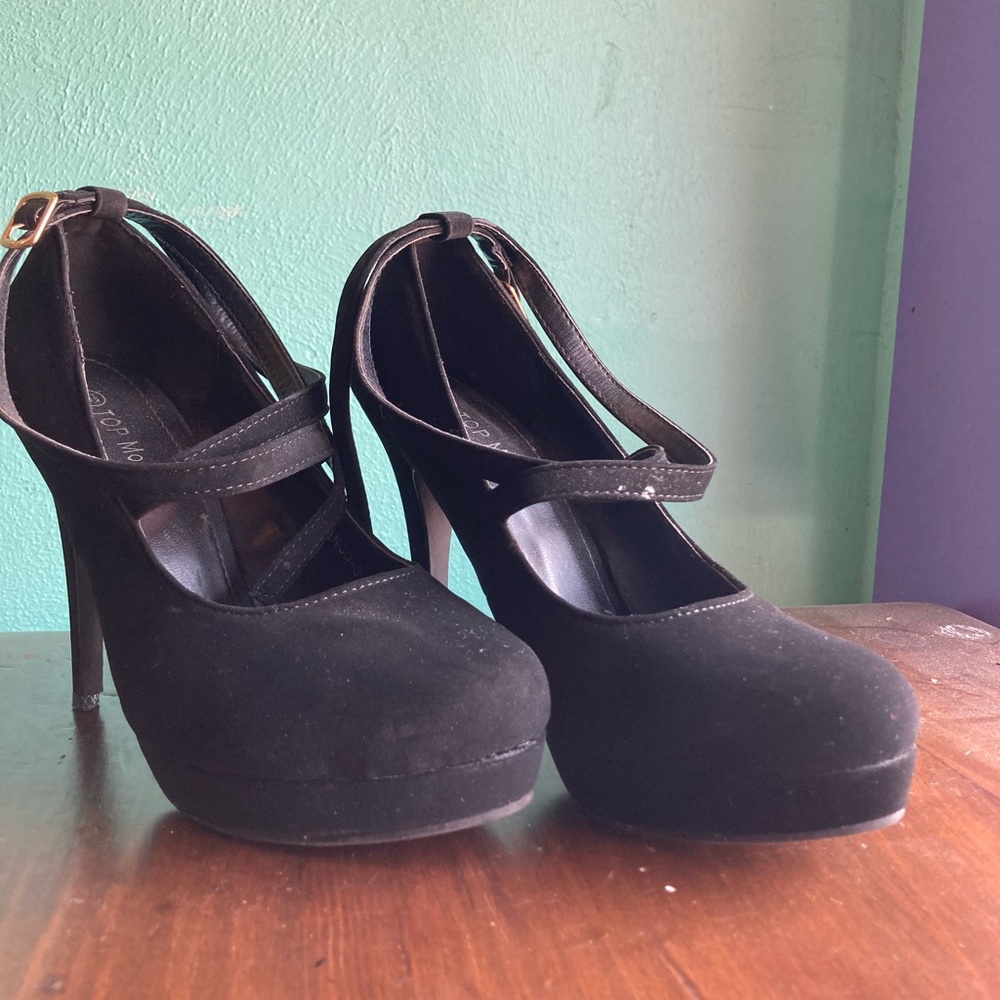 Black ankle lace up heels